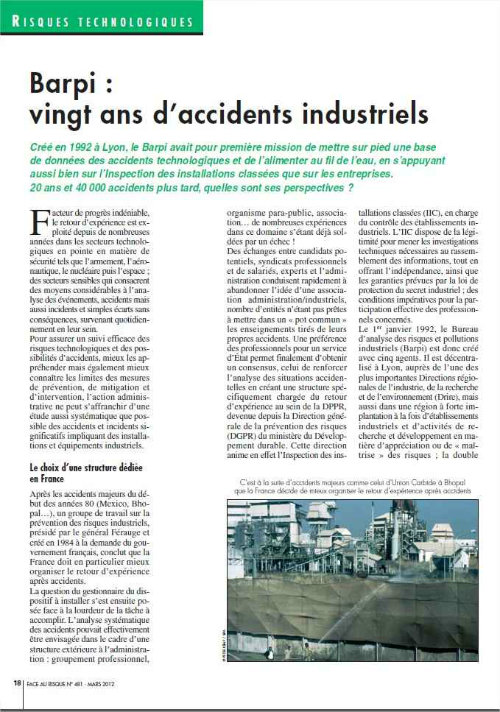 BARPI : 20 Ans D’accidents Industriels