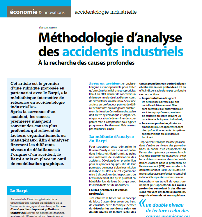 Méthodologie D’analyse Des Accidents Industriels : à La Recherche Des Causes Profondes
